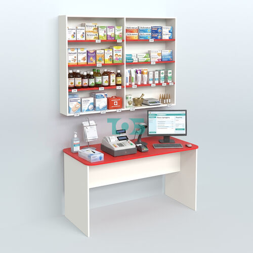 Распаковочный стол из ДСП с антресолью для аптеки Р-03