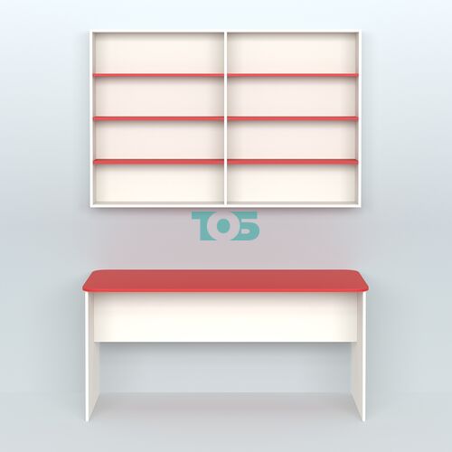 Распаковочный большой стол с антресолью для аптеки Р-05