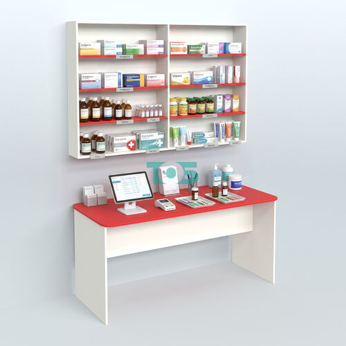 Распаковочный большой стол с антресолью для аптеки Р-05