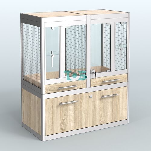 Витрина низкая с подсветкой для продажи птиц в зоомагазин серии ЖАКО-С-01