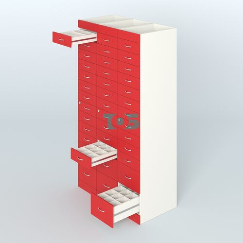 Рецептурный шкаф для аптек METACASE №3 глубиной 600 мм (39 ящиков)