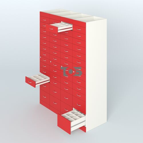 Рецептурный шкаф для аптек METACASE №4 глубиной 600 мм (52 ящика)