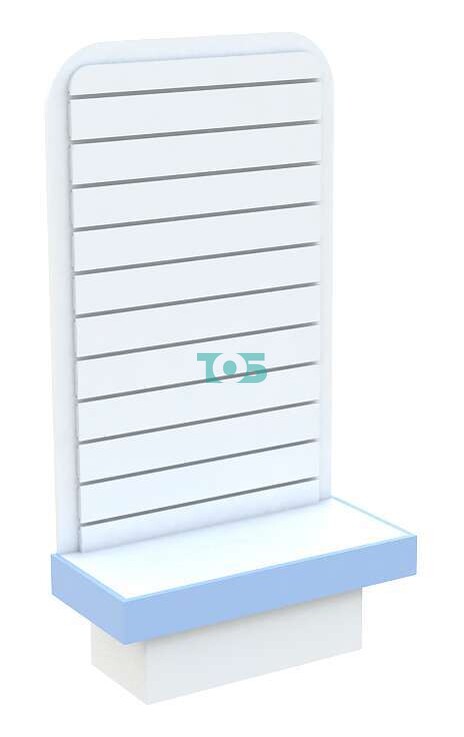 Модуль торцевой с эконом-панелью островной системы для аптек серии Голубой Горизонт №3