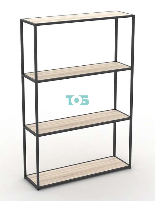 Торговый стеллаж серии ЛОФТ низкий средний с полками ДСП №8