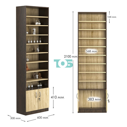Стеллаж из ДСП с 8-ю полками 300x600 мм серии LEVEL-8 №5 (З/C - ДВП)