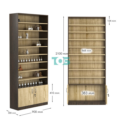 Стеллаж из ДСП с 8-ю полками 300x900 мм серии LEVEL-8 №12 (З/C - ДВП)