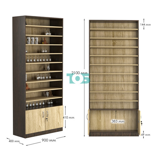 Стеллаж из ДСП с 9-ю полками 400x900 мм серии LEVEL-9 №14 (З/C - ДВП)