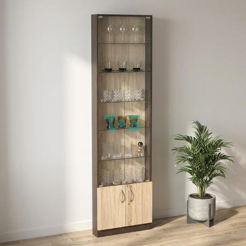 Торговая витрина с 5-ю стеклянными полками 100x600 мм серии NEXT-5 №1 (З/C - ДВП)