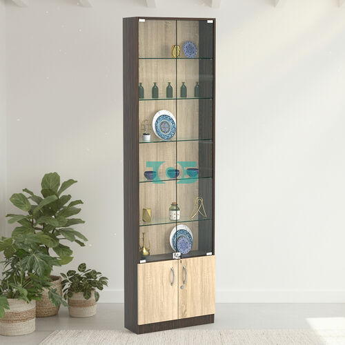 Торговая витрина с 5-ю стеклянными полками 200x600 мм серии NEXT-5 №3 (З/C - ДВП)