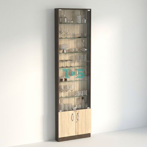 Торговая витрина с 6-ю стеклянными полками 100x600 мм серии NEXT-6 №1 (З/C - ДВП)