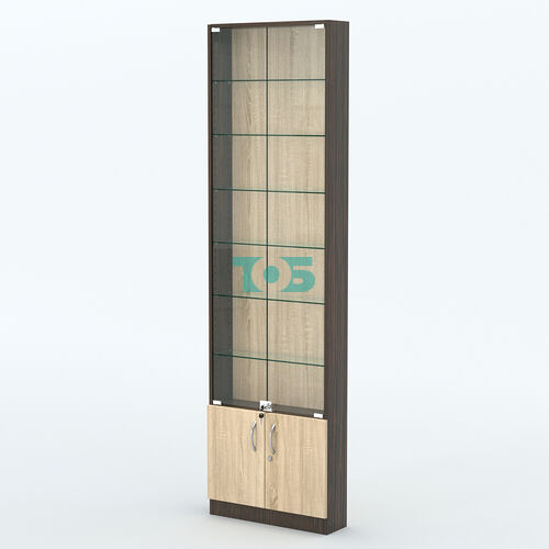 Торговая витрина с 6-ю стеклянными полками 150x600 мм серии NEXT-6 №2 (З/C - ДВП)