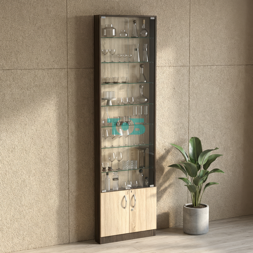 Торговая витрина с 7-ю стеклянными полками 100x600 мм серии NEXT-7 №1 (З/C - ДВП)