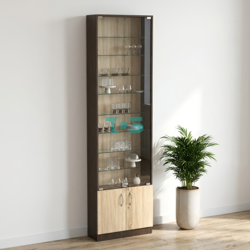 Торговая витрина с 8-ю стеклянными полками 200x600 мм серии NEXT-8 №3 (З/C - ДВП)