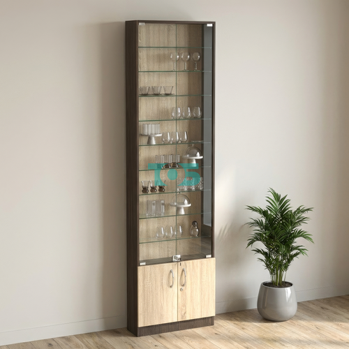 Торговая витрина с 9-ю стеклянными полками 150x600 мм серии NEXT-9 №2 (З/C - ДВП)