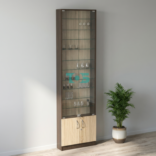 Торговая витрина с 10-ю стеклянными полками 150x600 мм серии NEXT-10 №2 (З/C - ДВП)