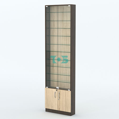 Торговая витрина с 10-ю стеклянными полками 150x600 мм серии NEXT-10 №2 (З/C - ДВП)