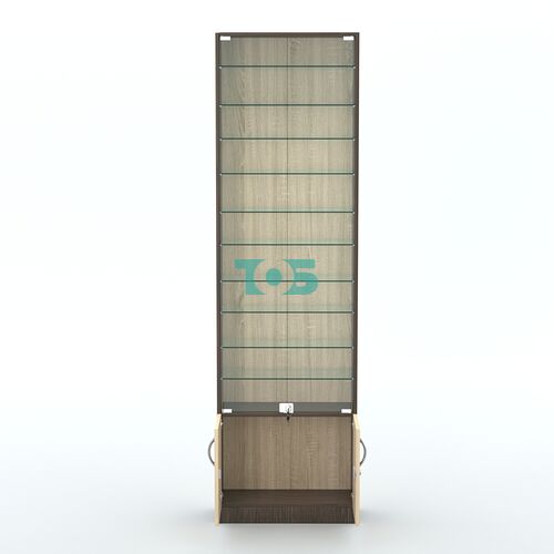 Торговая витрина с 10-ю стеклянными полками 250x600 мм серии NEXT-10 №4 (З/C - ДВП)