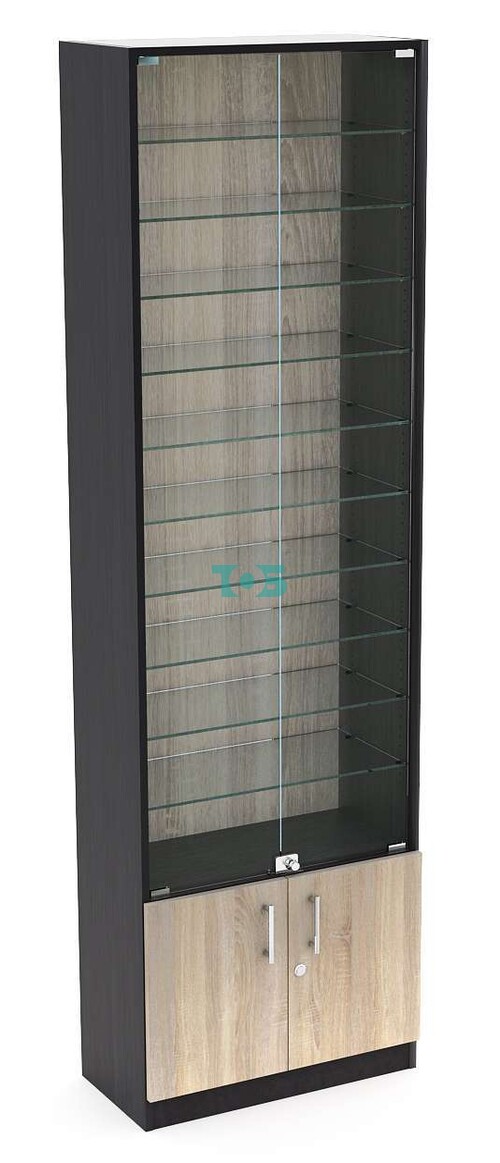 Торговая витрина с 10-ю стеклянными полками 300x600 мм серии NEXT-10 №5 (З/C - ДВП)