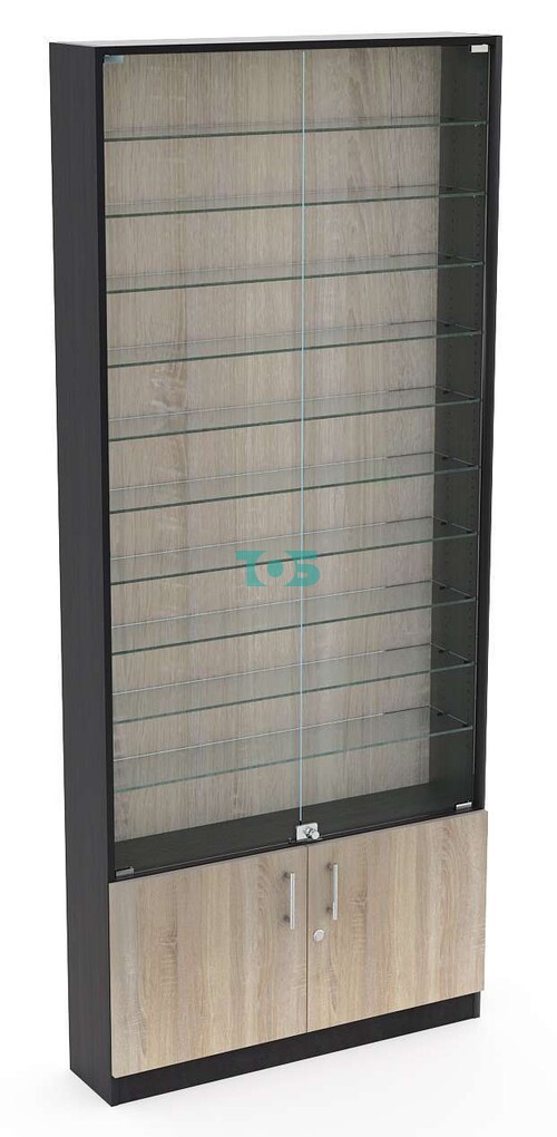 Торговая витрина с 10-ю стеклянными полками 200x900 мм серии NEXT-10 №10 (З/C - ДВП)