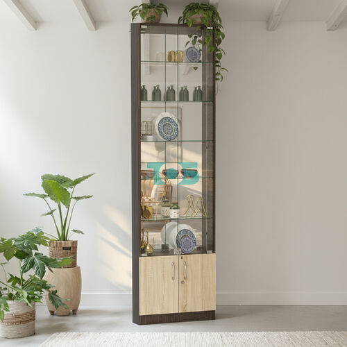 Торговая витрина с 5-ю стеклянными полками 100x600 мм серии NEXT-5 №1-2 (З/C - ЗЕРКАЛО)