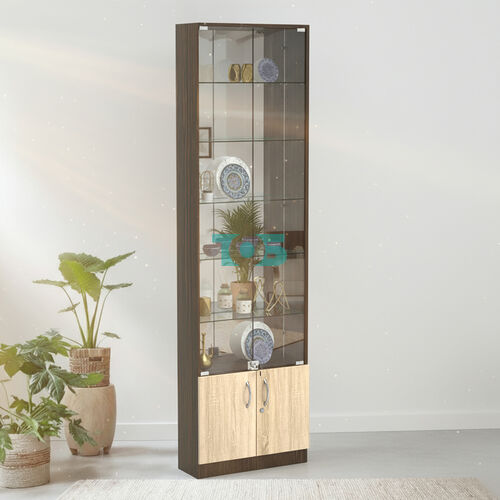 Торговая витрина с 5-ю стеклянными полками 200x600 мм серии NEXT-5 №3-2 (З/C - ЗЕРКАЛО)