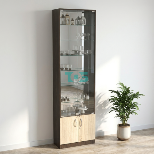 Торговая витрина с 6-ю стеклянными полками 250x600 мм серии NEXT-6 №4-2 (З/C - ЗЕРКАЛО)