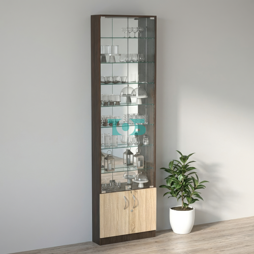 Торговая витрина с 7-ю стеклянными полками 150x600 мм серии NEXT-7 №2-2 (З/C - ЗЕРКАЛО)