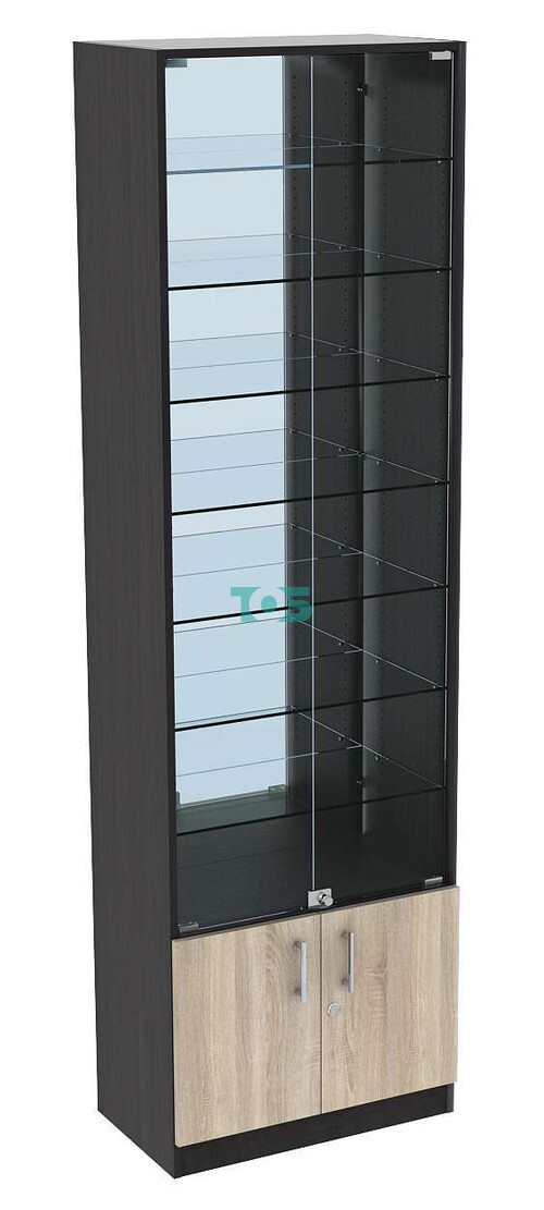 Торговая витрина с 7-ю стеклянными полками 350x600 мм серии NEXT-7 №6-2 (З/C - ЗЕРКАЛО)