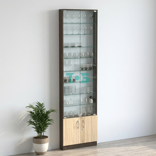 Торговая витрина с 8-ю стеклянными полками 100x600 мм серии NEXT-8 №1-1 (З/C - СТЕКЛО)