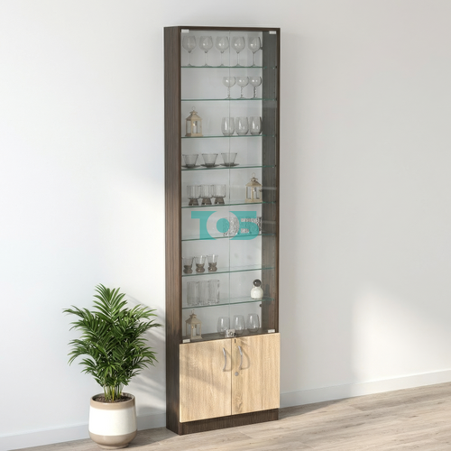 Торговая витрина с 8-ю стеклянными полками 150x600 мм серии NEXT-8 №2-1 (З/C - СТЕКЛО)