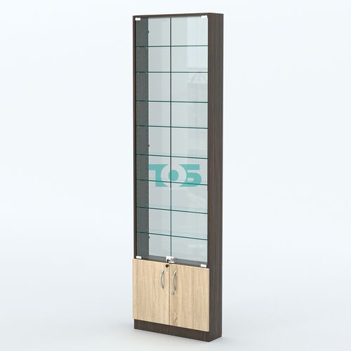 Торговая витрина с 8-ю стеклянными полками 150x600 мм серии NEXT-8 №2-1 (З/C - СТЕКЛО)