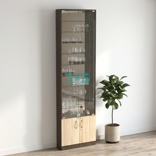 Торговая витрина с 9-ю стеклянными полками 150x600 мм серии NEXT-9 №2-2 (З/C - ЗЕРКАЛО)