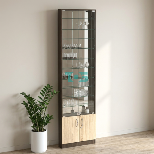 Торговая витрина с 10-ю стеклянными полками 100x600 мм серии NEXT-10 №1-2 (З/C - ЗЕРКАЛО)