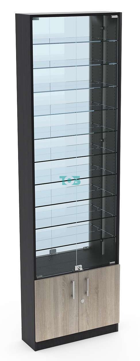 Торговая витрина с 10-ю стеклянными полками 200x600 мм серии NEXT-10 №3-2 (З/C - ЗЕРКАЛО)