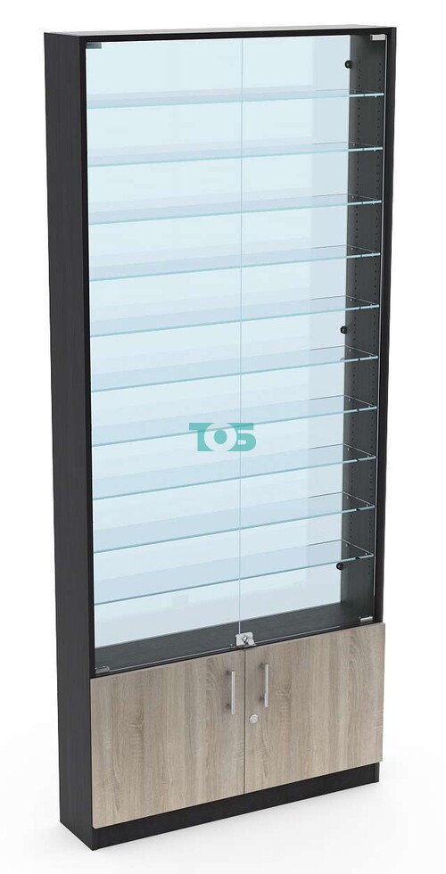 Торговая витрина с 10-ю стеклянными полками 200x900 мм серии NEXT-10 №10-1 (З/C - СТЕКЛО)