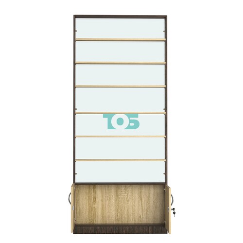 Стеллаж из ДСП с 6-ю полками 100x900 мм серии LEVEL-6 №8-1 (З/C - СТЕКЛО)