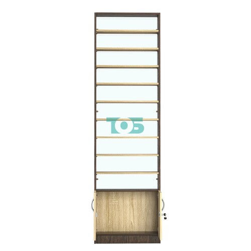 Стеллаж из ДСП с 9-ю полками 150x600 мм серии LEVEL-9 №2-2 (З/C - ЗЕРКАЛО)