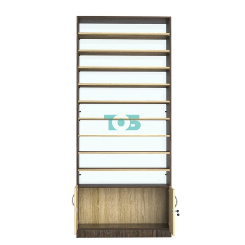 Стеллаж из ДСП с 9-ю полками 350x900 мм серии LEVEL-9 №13-2 (З/C - ЗЕРКАЛО)