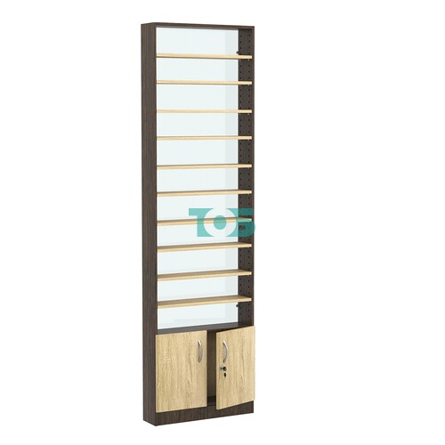 Стеллаж из ДСП с 10-ю полками 150x600 мм серии LEVEL-10 №2-1 (З/C - СТЕКЛО)