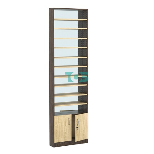 Стеллаж из ДСП с 10-ю полками 150x600 мм серии LEVEL-10 №2-2 (З/C - ЗЕРКАЛО)