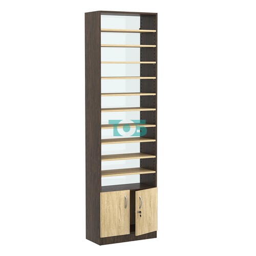 Стеллаж из ДСП с 10-ю полками 300x600 мм серии LEVEL-10 №5-1 (З/C - СТЕКЛО)