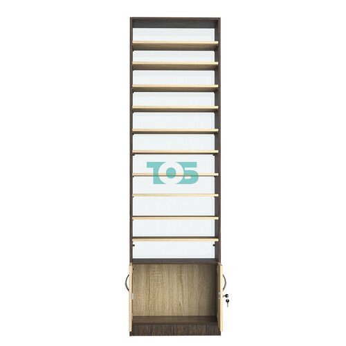 Стеллаж из ДСП с 10-ю полками 350x600 мм серии LEVEL-10 №6-1 (З/C - СТЕКЛО)