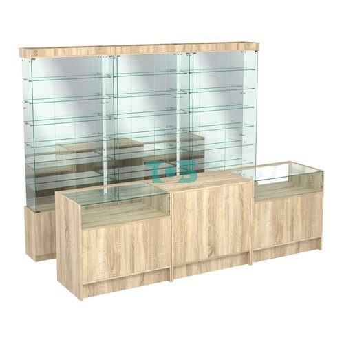 Комплект стеклянных витрин ИС-32 и прилавков ЭК-2