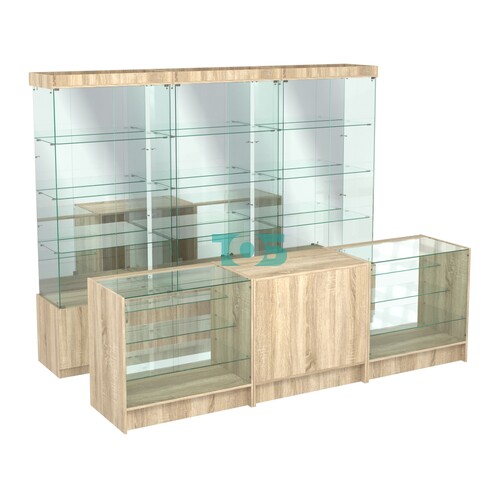 Комплект стеклянных витрин ИС-03 и прилавков ЭК-4