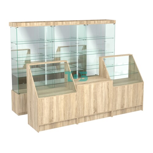 Комплект стеклянных витрин ИС-03 и прилавков ЭК-7