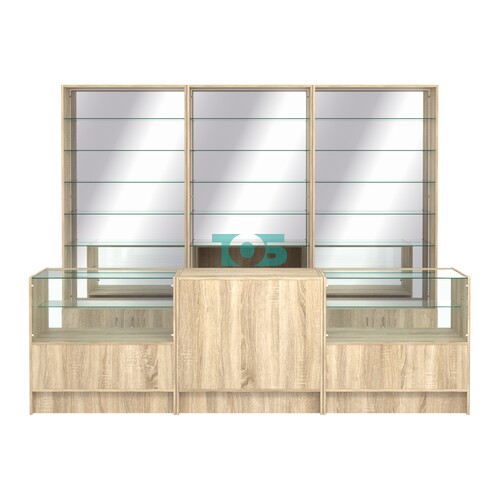 Комплект стеллажей со стеклянными полками U-6 №12-2 и прилавков ЭК-03