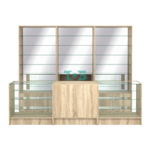 Комплект стеллажей со стеклянными полками U-6 №12-2 и прилавков ЭК-04