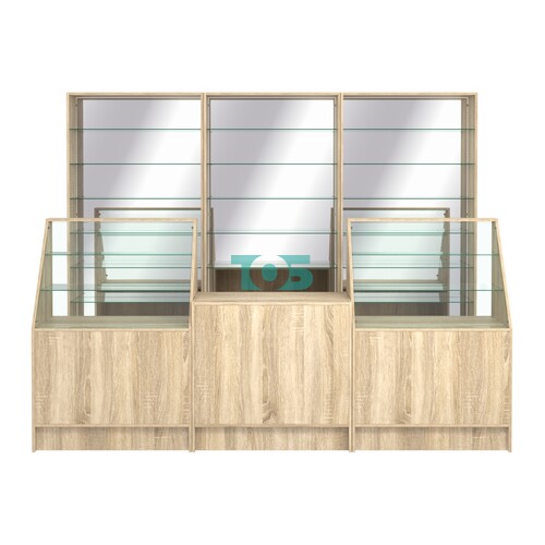 Комплект стеллажей со стеклянными полками U-6 №12-2 и прилавков ЭК-07