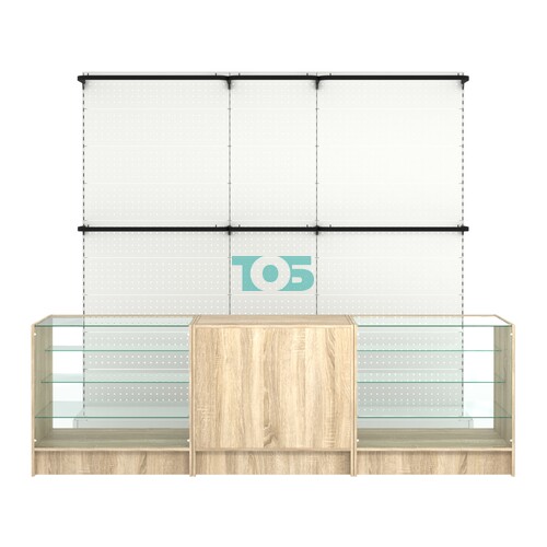 Комплект стеллажей с П-поручнями и прилавков ЭК-4 для торговли одеждой №3