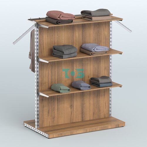 Система ЭЛЕГАНТ островная с тремя полками ДСП и прямым поручнем №8